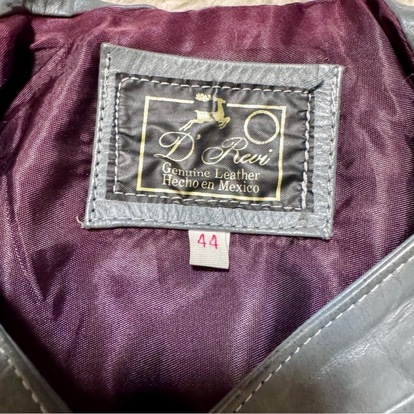 Vintage 1980s D’ Revi Men’s Leather Jacket – Gray – Size 44 large bomber moto - Picture 6 of 6